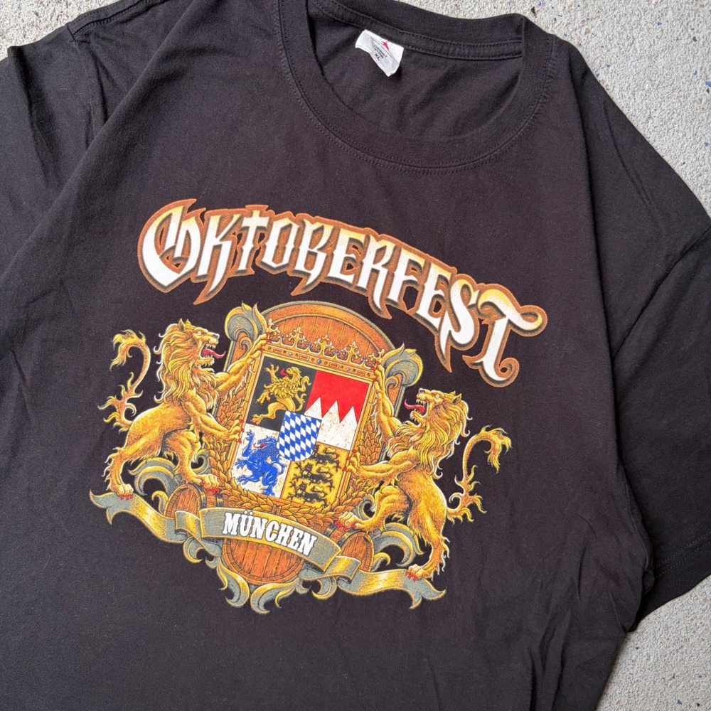 Stedman‎ Oktoberfest Munchen Graphic Tee Mens XL Black Lion Crest ST2100 Shirt